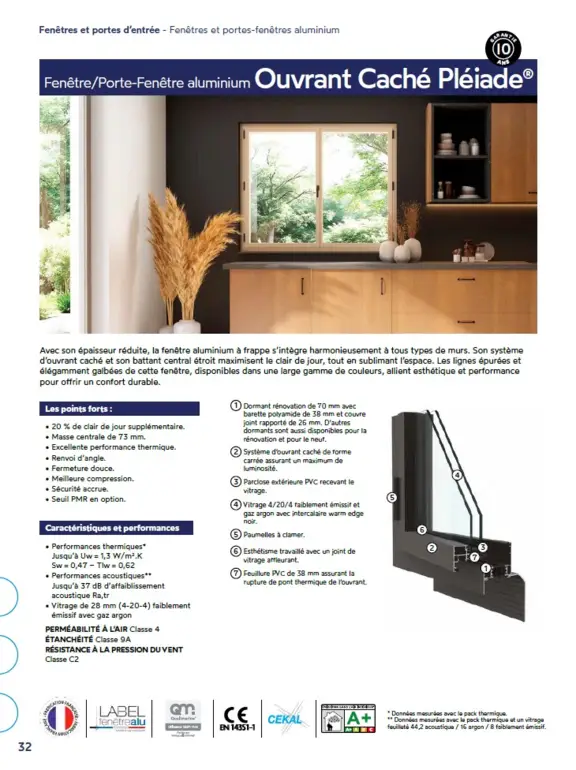 Fenêtre à ouvrant caché aluminium Pléiade