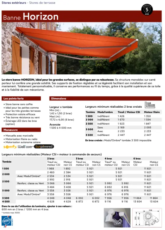 Store banne solaire Horizon Sunpowered