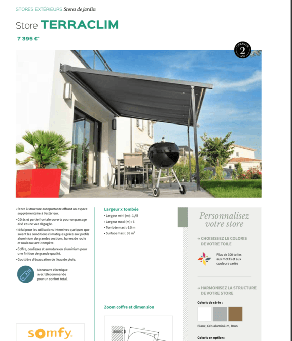 Store de terrasse Terraclim