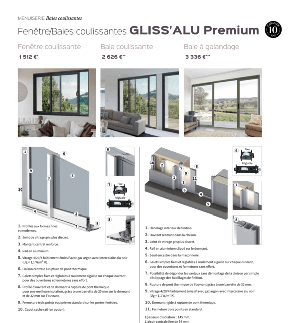 Fenêtre coulissante Gliss'alu Premium