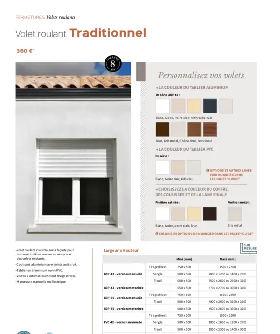 Volet roulant traditionnel