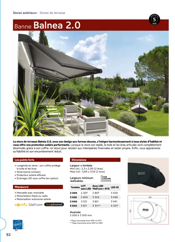 Store banne solaire Balnéa 2.0 Sunpowered