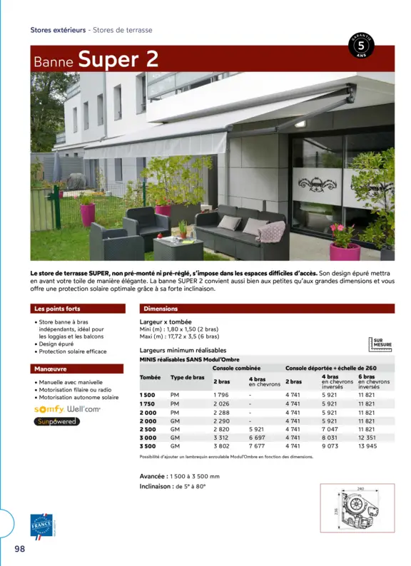 Store banne solaire Super 2 Sunpowered