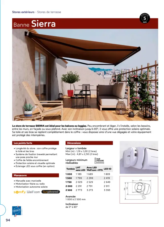 Store banne solaire Sierra Sunpowered